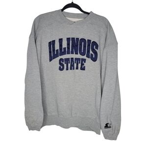 Vintage 90s STARTER Illinois State Embroidered Crewneck Sweatshirt Size Large